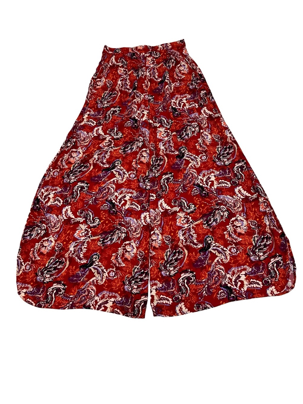 Intimately Free People Red Paisley Wide Leg Pull-On Palazzo Pants Size XS